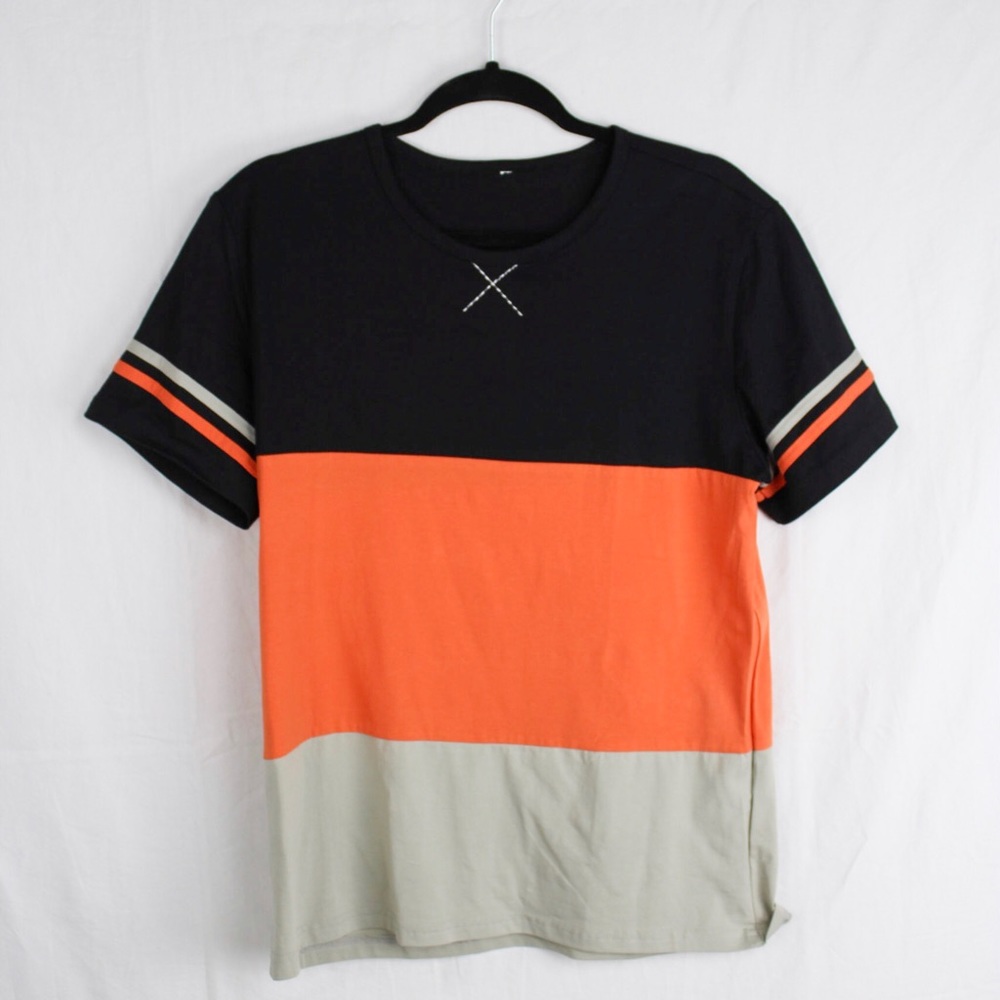 S/S Tri-Color Horizontal Stripe Tee